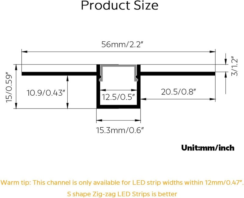SuperlightingLED Spotless Plaster in Recessed Flexible Drywall LED Channel Fully Bendable LED Aluminum Profile Track for Custom LED Strip Lighting Solutions, 3.28ft x 3 Pcs (P5615 Inside width 12.5mm/0.5""), Silver - Image 3